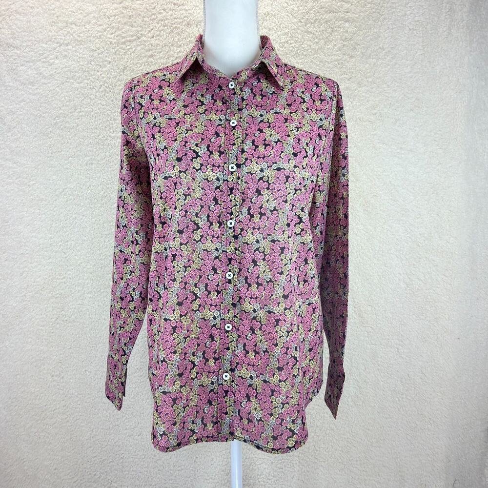 United Colors of Benetton Long-Sleeve Floral Button-Down Blouse Women S Cotton
